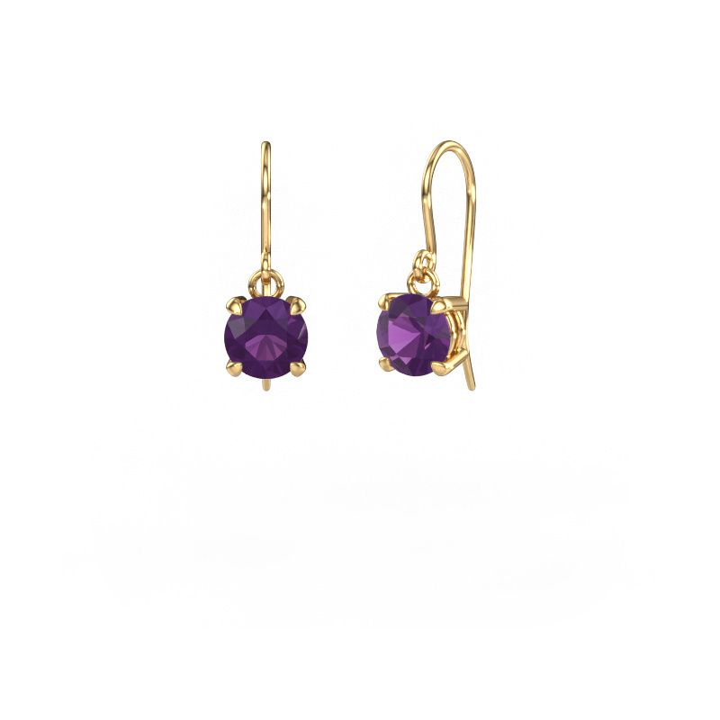 Drop earrings Laurie RND 1 585 gold amethyst 6 mm