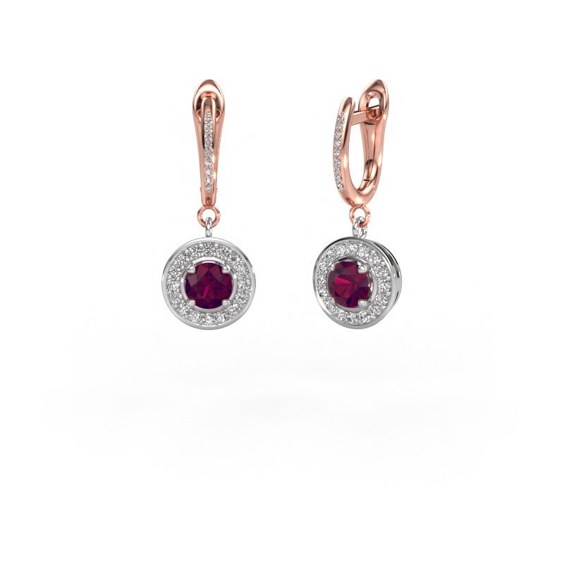 Oorhangers Ninette 2 585 witgoud rhodoliet 5 mm