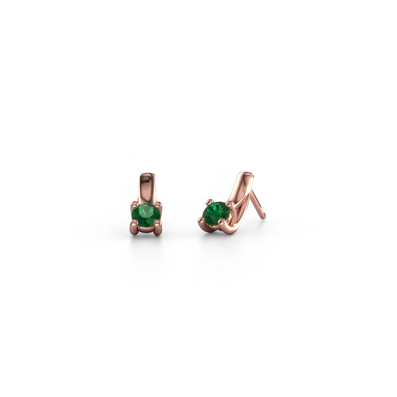 Earrings Mia 1 585 rose gold emerald 4.2 mm