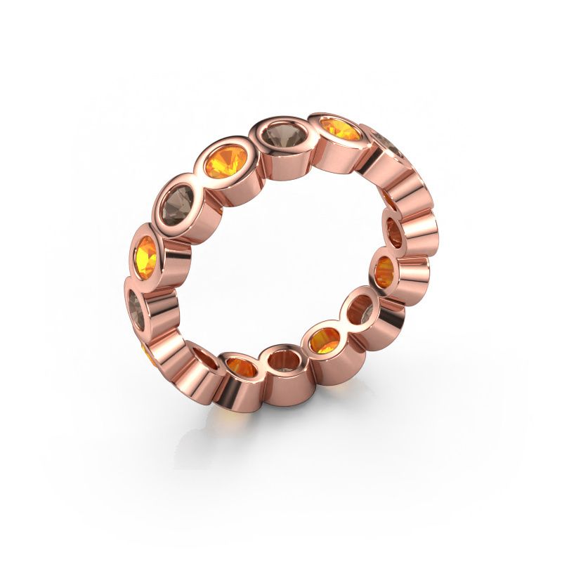 Stackable ring Edwina 3 585 rose gold smokey quartz 3 mm