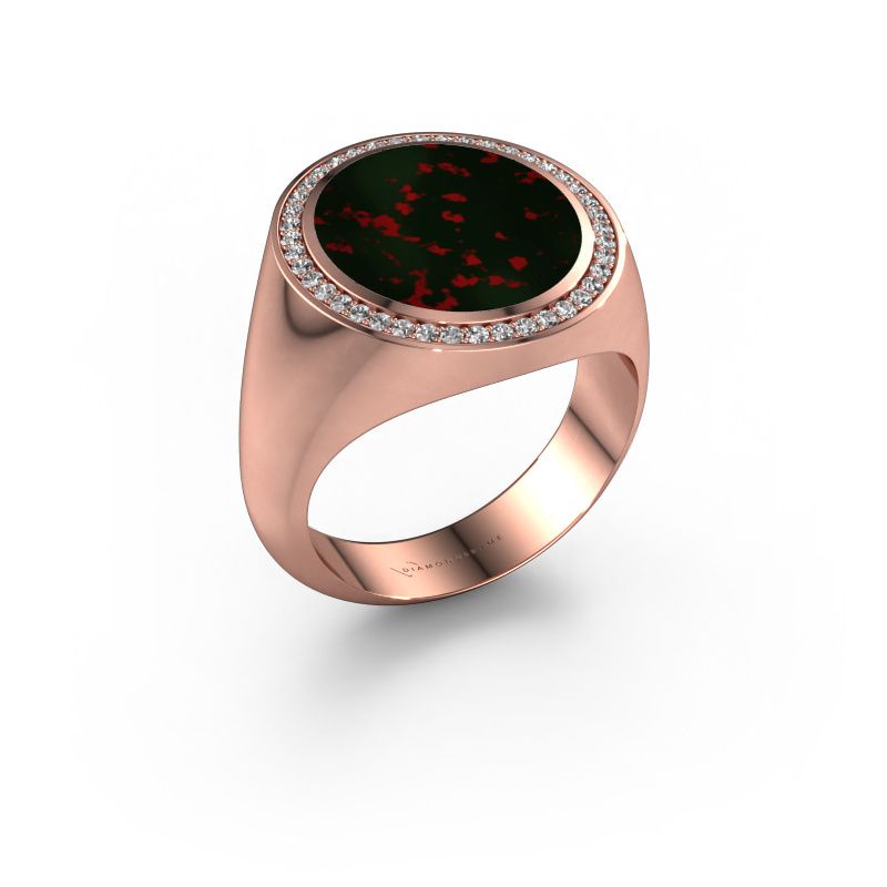 Zegelring Adam 5 585 rosé goud heliotroop 15x13 mm