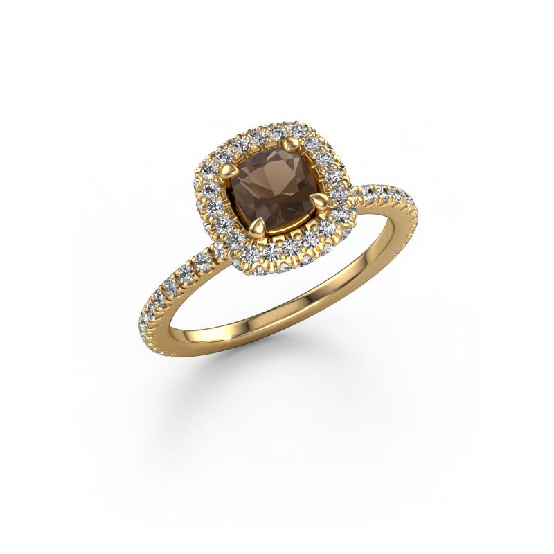 Engagement ring Talitha CUS 585 gold smokey quartz 5 mm
