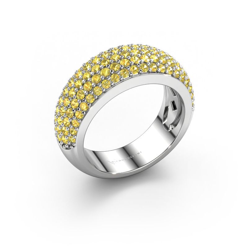 Bague Cristy 950 platine saphir jaune 1.2 mm