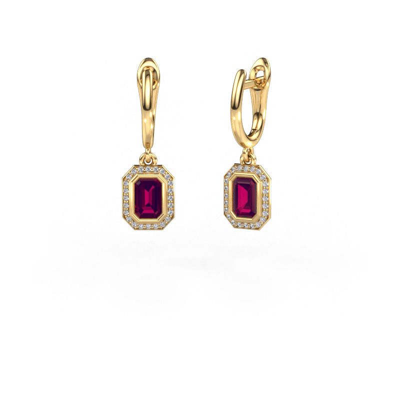 Ohrhänger Noud EME 585 Gold Rhodolit 6x4 mm