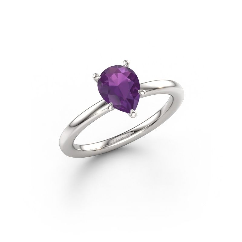 Bague de fiançailles Crystal PER 1 950 platine améthyste 8x6 mm