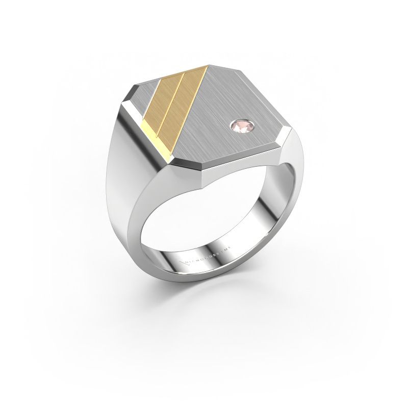 Siegelring Patrick 5 585 Weißgold Morganit Champagner 2.5 mm