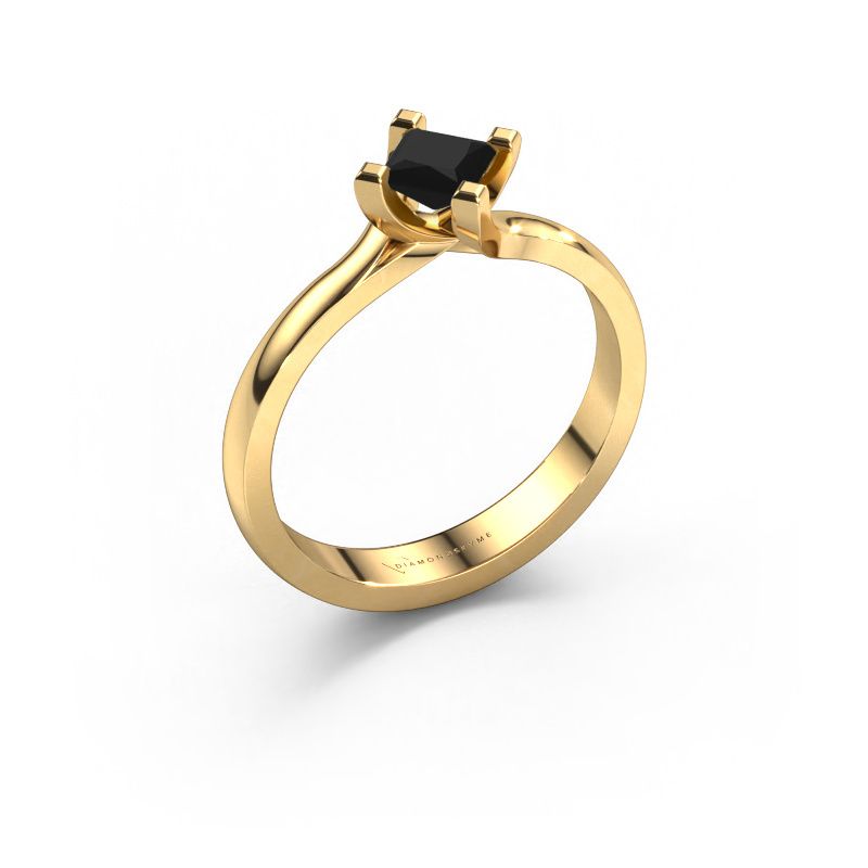 Verlovings ring Dewi Square 585 goud zwarte diamant 0.48 crt