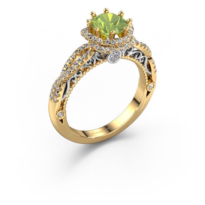 Engagement ring Lysanne 585 gold peridot 6.5 mm