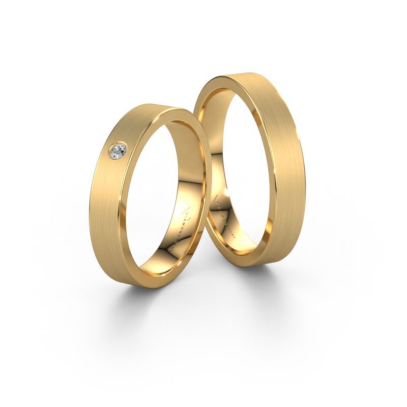 Wedding rings set WH0101LM14AM ±4x1.7 mm 14 Carat gold diamond 0.055 crt