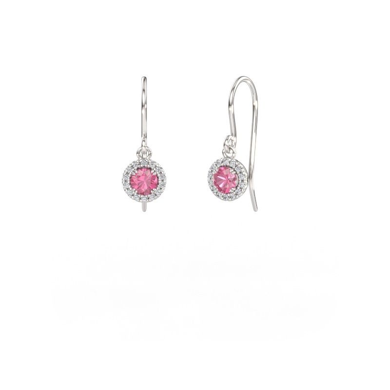 Earrings Seline rnd 2 950 platinum pink sapphire 4 mm