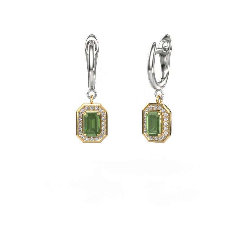 Pendants d'oreilles Dodie 1 585 or jaune vert tourmaline 6x4 mm