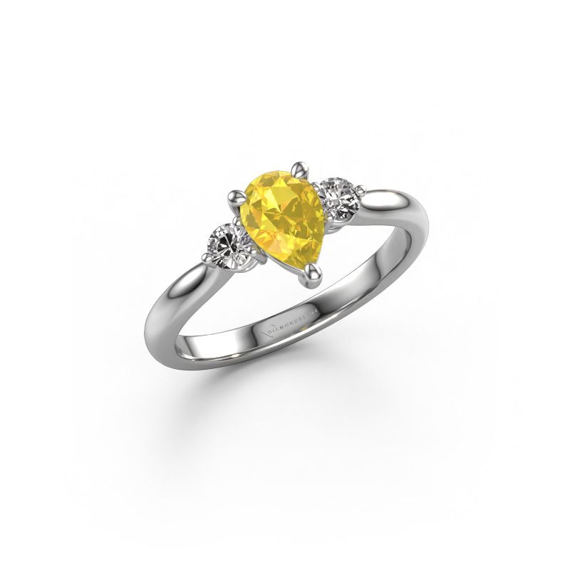 Engagement ring Lieselot PER 950 platinum yellow sapphire 7x5 mm