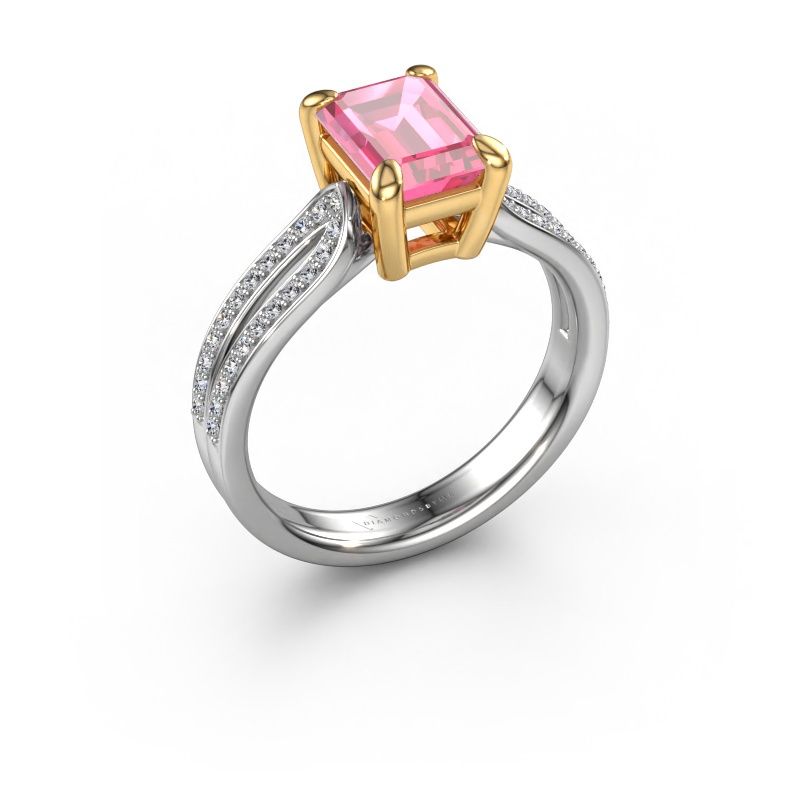 Bague de fiançailles Antonia eme 2 585 or blanc saphir rose 8x6 mm