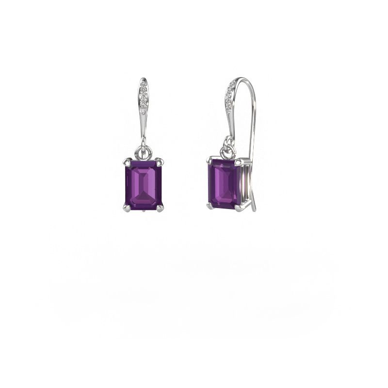 Pendants d'oreilles Laurie EME 2 950 platine améthyste 7x5 mm