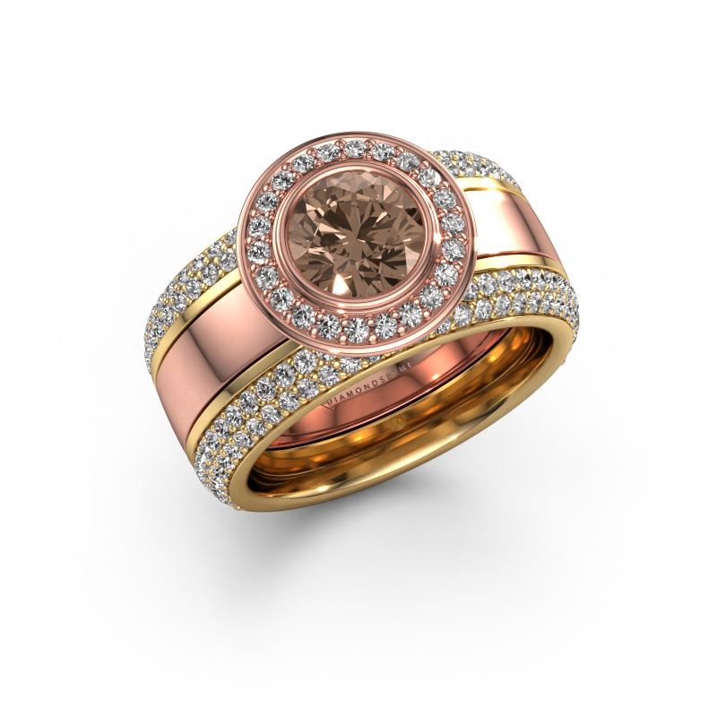 Ring Roxie 585 rosé goud bruine diamant 2.06 crt