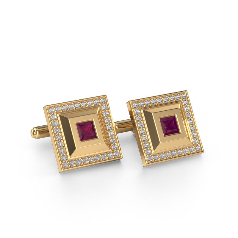 Manchetknopen Joris 585 goud rhodoliet 4 mm