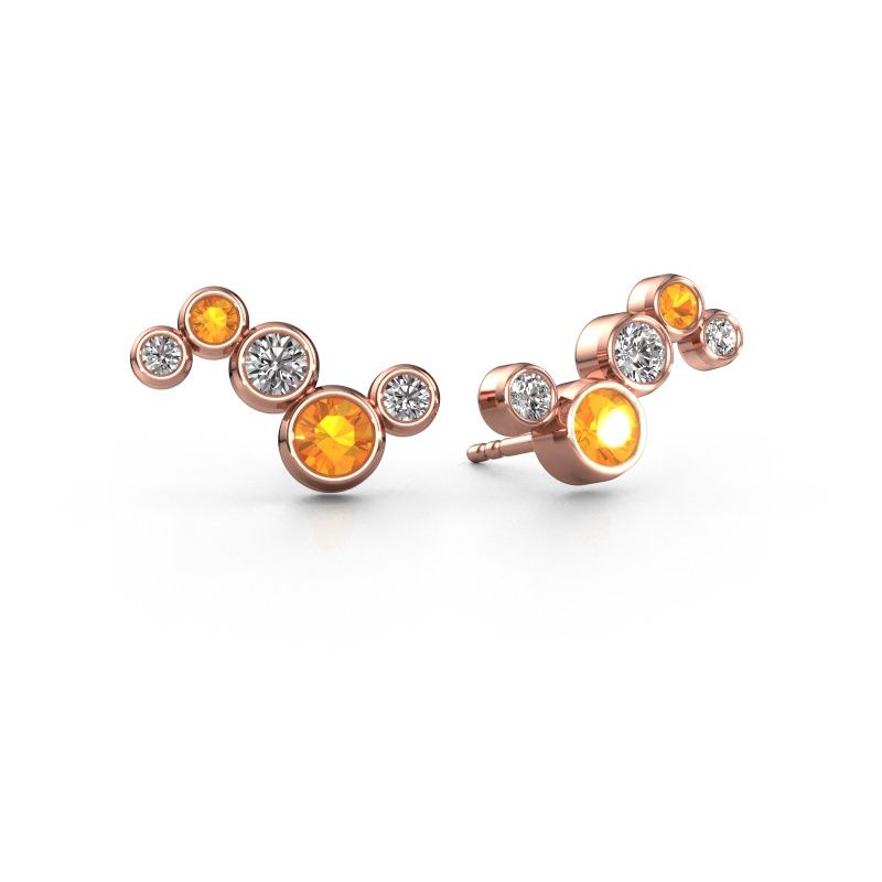 Oorbellen Ryan 585 rosé goud citrien 4 mm