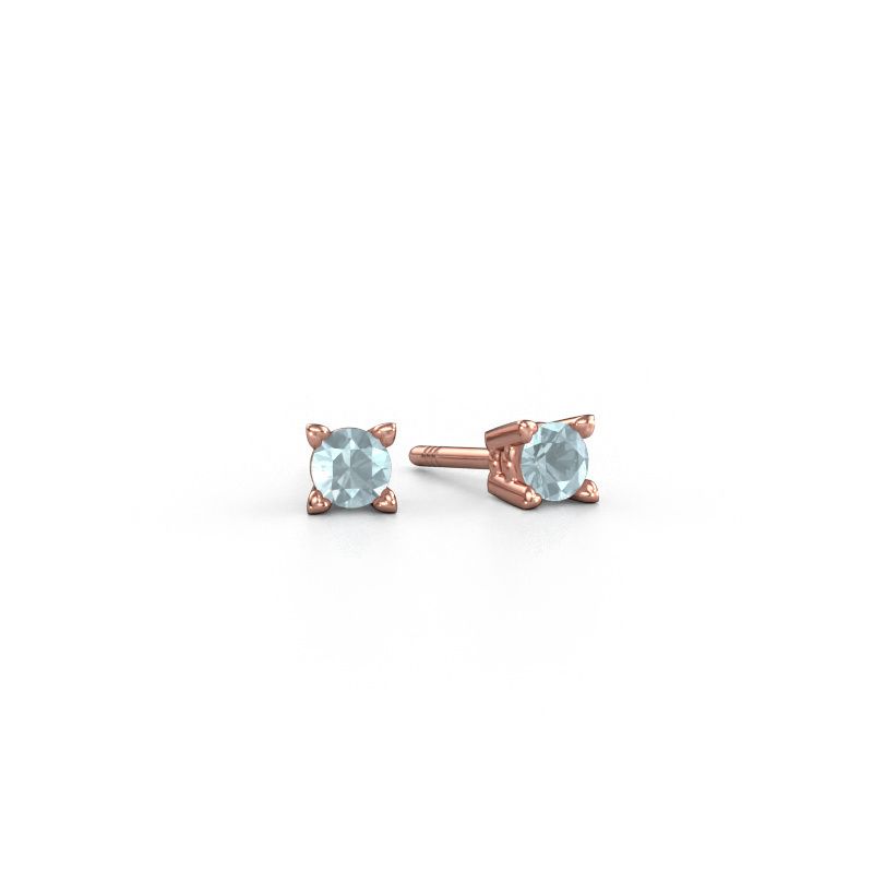 Oorknopjes Cather 585 rosé goud aquamarijn 4 mm