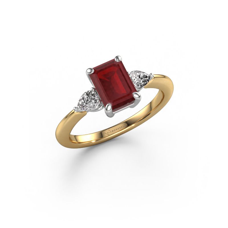 Verlovingsring Chanou EME 585 goud robijn 7.5x5.5 mm