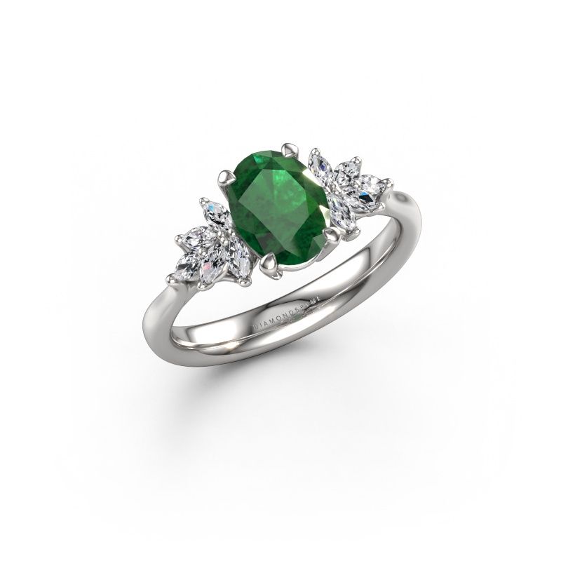 Engagement ring Fiona OVL 585 white gold emerald 8x6 mm