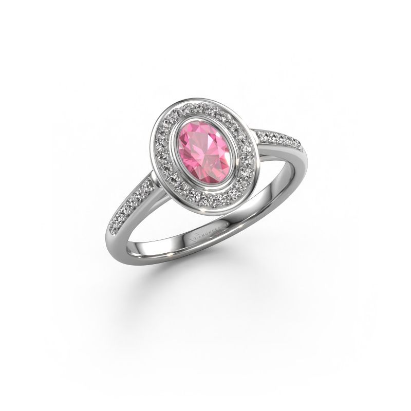 Engagement ring Noud 2 OVL 950 platinum pink sapphire 6x4 mm