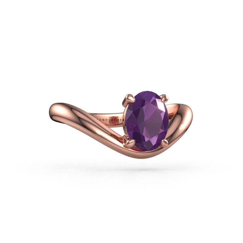Engagement ring Femke OVL 585 rose gold amethyst 8x6 mm