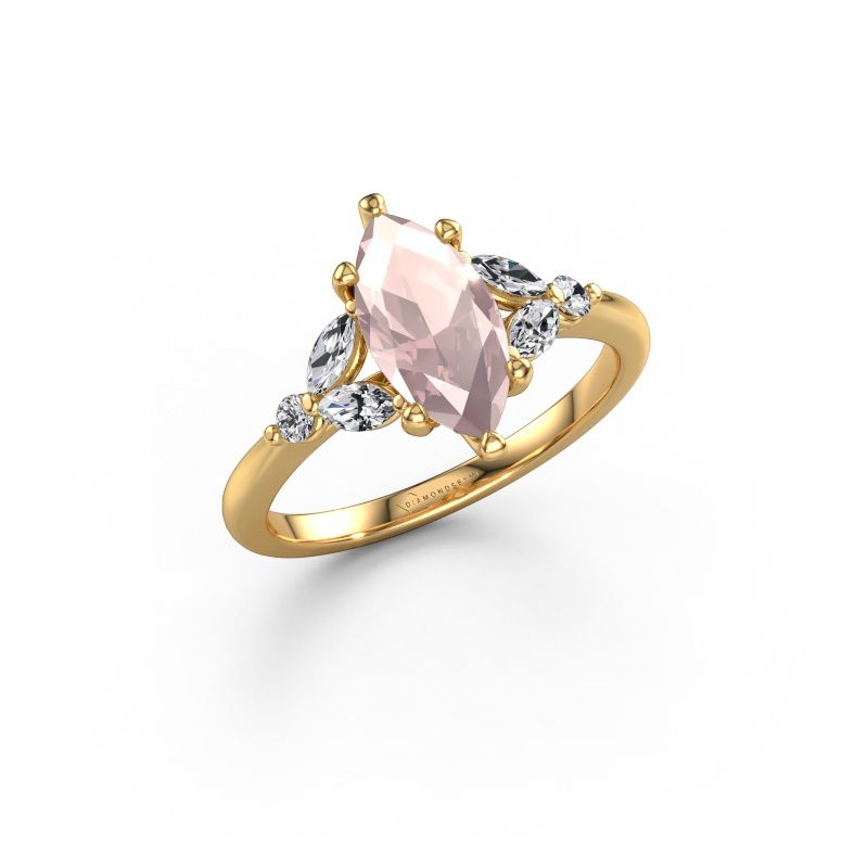 Engagement ring Megan MRQ 585 gold morganite champagne 11x5.5 mm