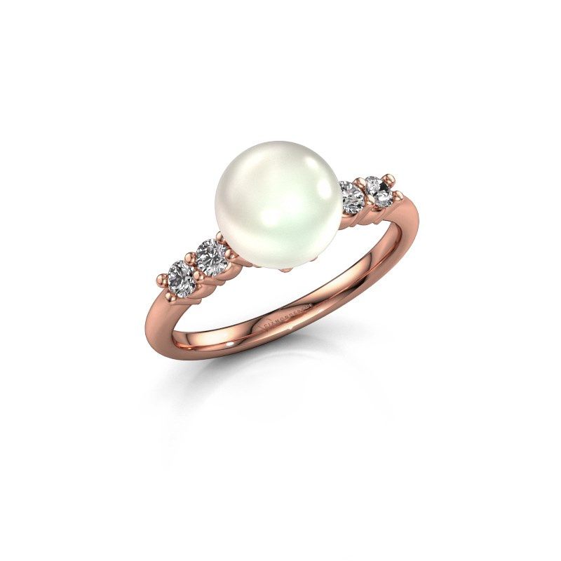 Afbeelding van Ring Cecile<br/>585 rosé goud<br/>Witte parel 8 mm