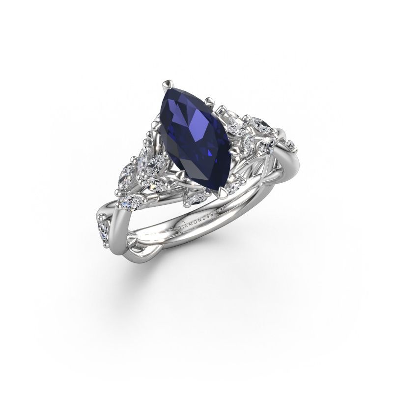 Verlovingsring Samantha MRQ 585 witgoud saffier 11x5.5 mm