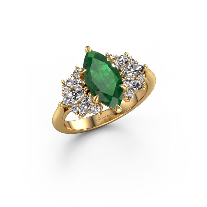 Engagement ring Jaimie 585 gold emerald 12x6 mm