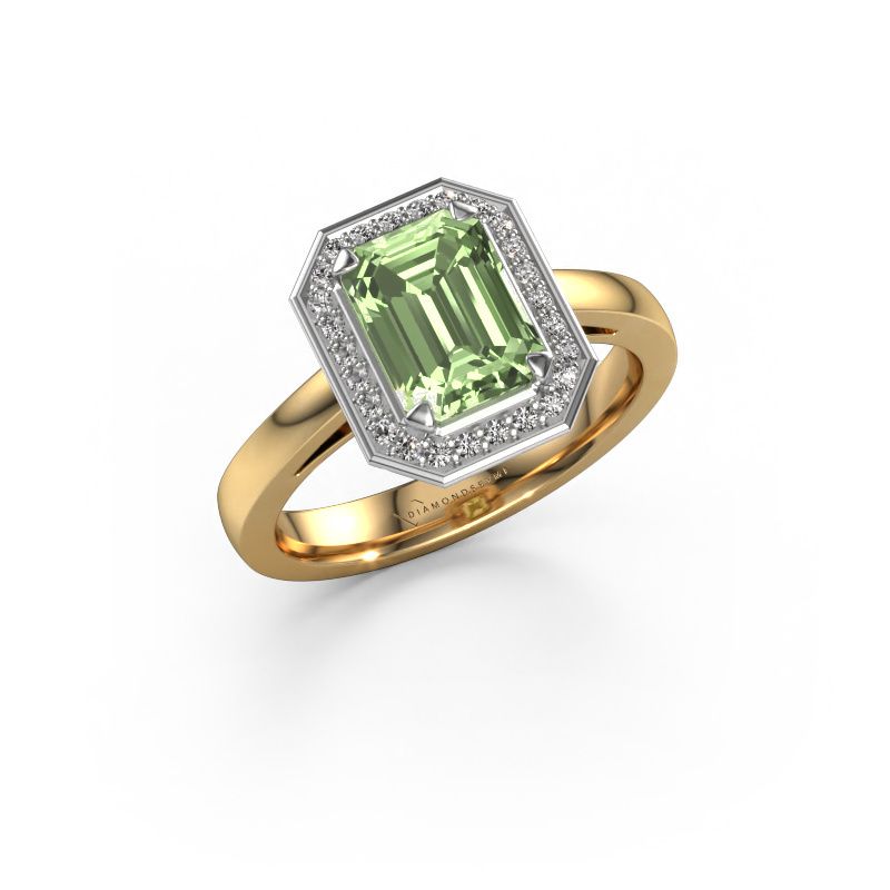 Engagement ring Dodie 1 eme 585 gold green lab grown diamond 8x6 mm