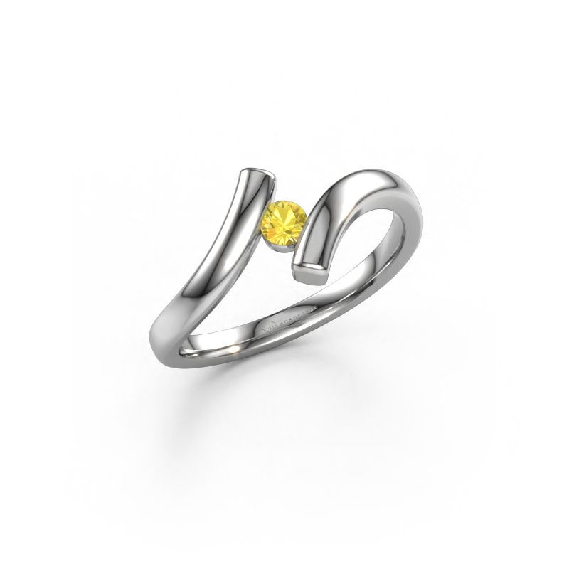 Ring Amy 585 white gold yellow sapphire 4 mm