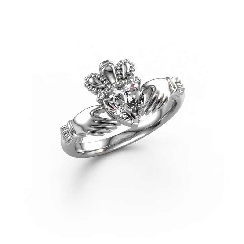 Bague Claddagh 2 950 platine diamant 0.80 crt