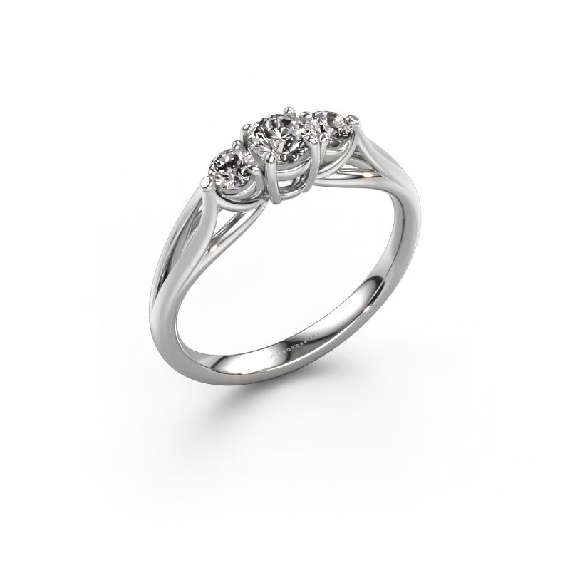 Bague de fiançailles Amie RND 585 or blanc zircone 4.2 mm