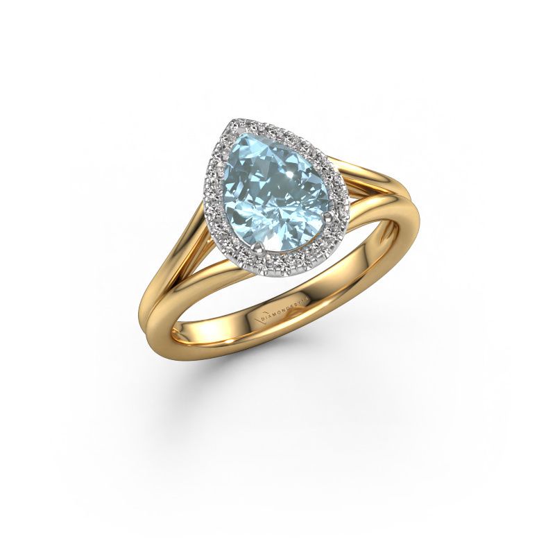 Engagement ring Verla pear 1 585 gold blue lab grown diamond 8x6 mm