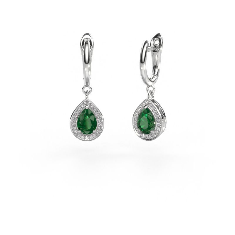 Pendants d'oreilles Ginger 1 950 platine emeraude 7x5 mm