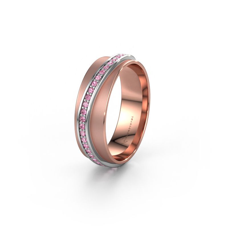 Weddings ring WH2126L 585 rose gold pink sapphire ±6x1.7 mm