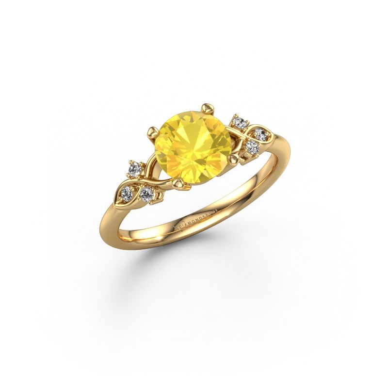 Verlovingsring Azra RND 585 goud gele saffier 7 mm