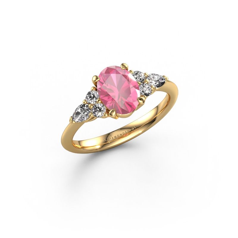 Engagement ring Melani OVL 585 gold pink sapphire 8x6 mm
