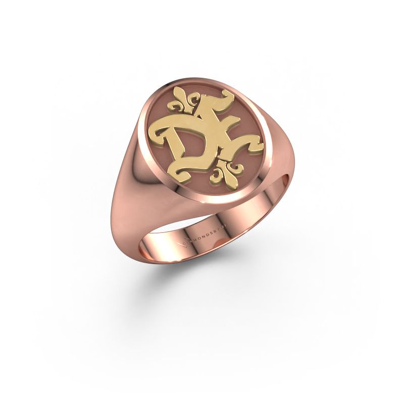 Monogram ring Xandro 585 rosé goud