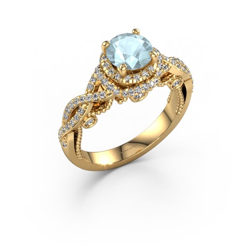 Engagement ring Leora 585 gold aquamarine 6.5 mm