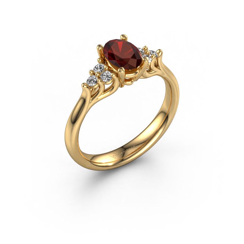Engagement ring Monika OVL 585 gold garnet 7x5 mm