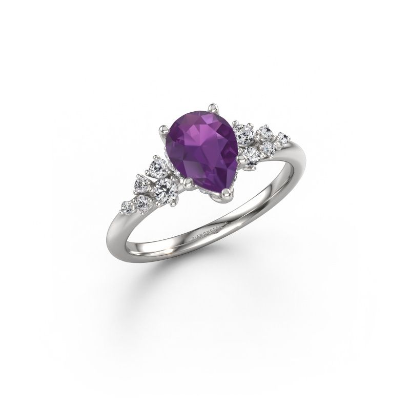 Verlobungsring Emma PER 585 Weißgold Amethyst 8x6 mm