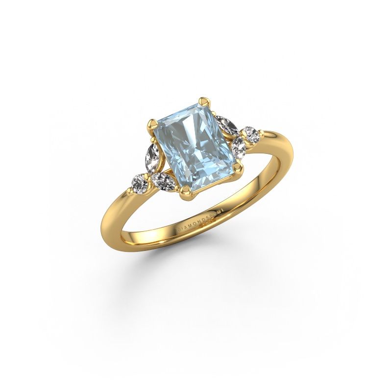Engagement ring Megan RAD 585 gold blue lab grown diamond 7.5x5.5 mm
