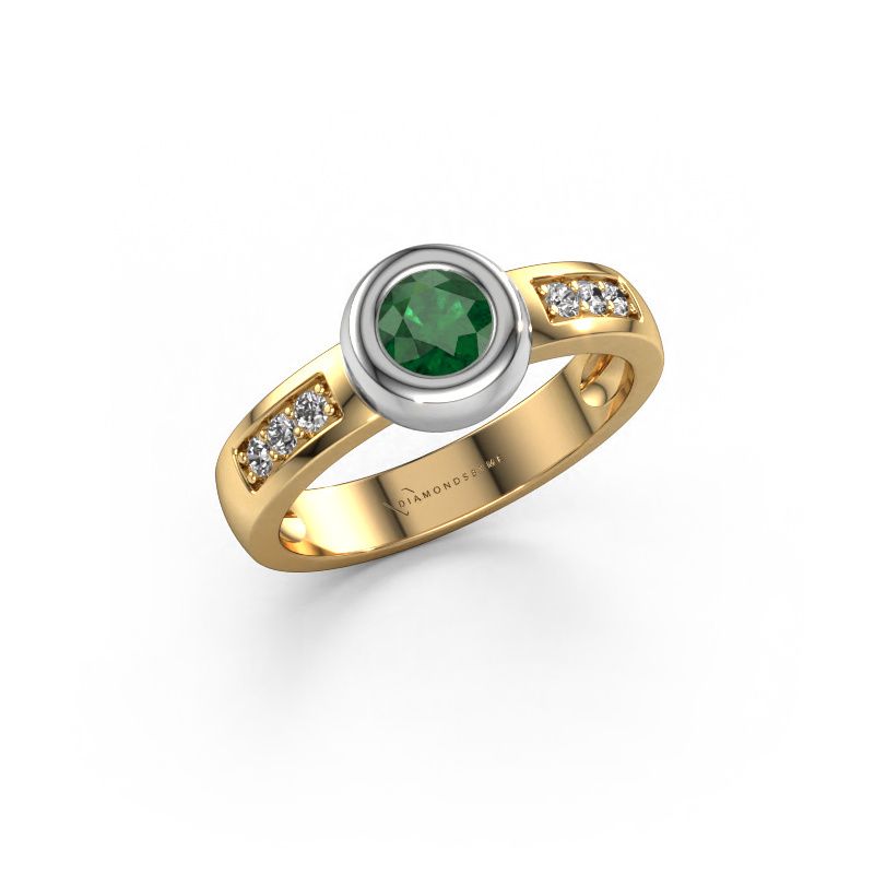 Ring Charlotte Round 585 Gold Smaragd 4.7 mm