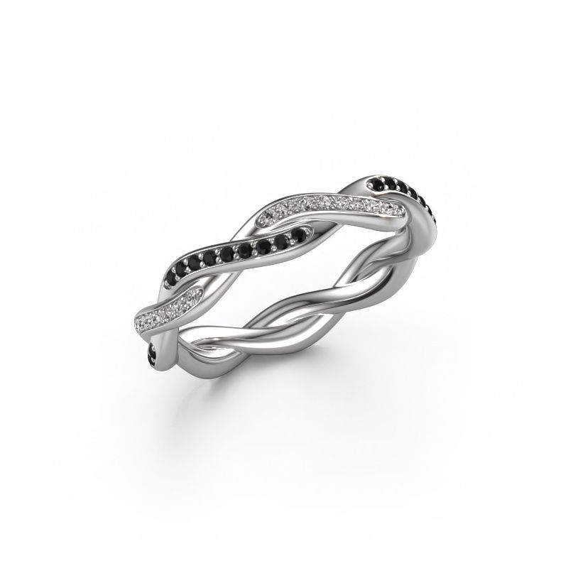 Stackable ring Swing full 950 platinum black diamond 0.396 crt