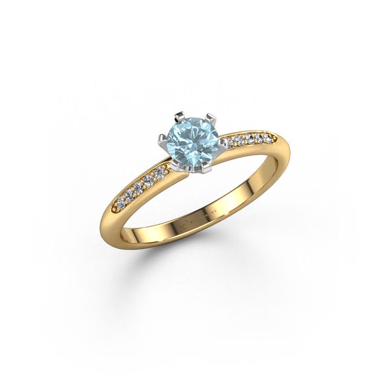 Engagement ring Tiffy 2 585 gold blue lab grown diamond 4.7 mm