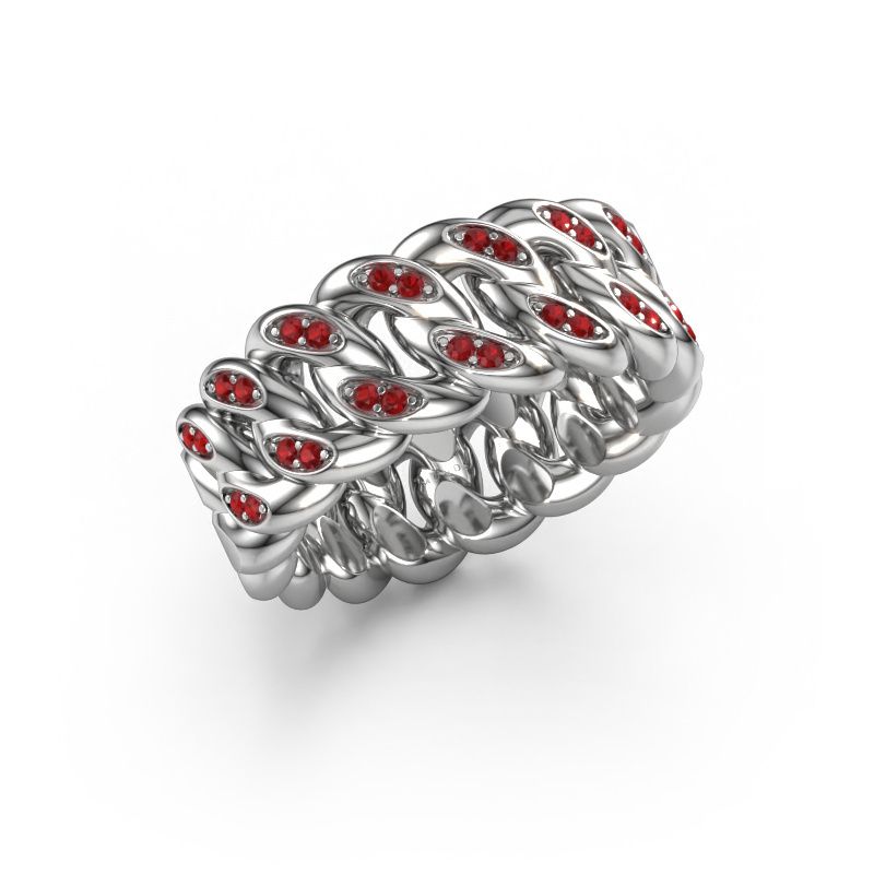 Heren ring Redouan 2 585 witgoud robijn 1.1 mm