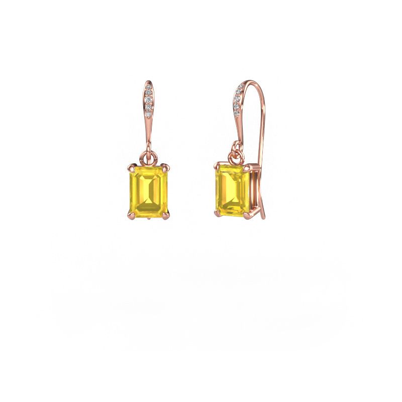Pendants d'oreilles Laurie EME 2 585 or rose saphir jaune 7x5 mm
