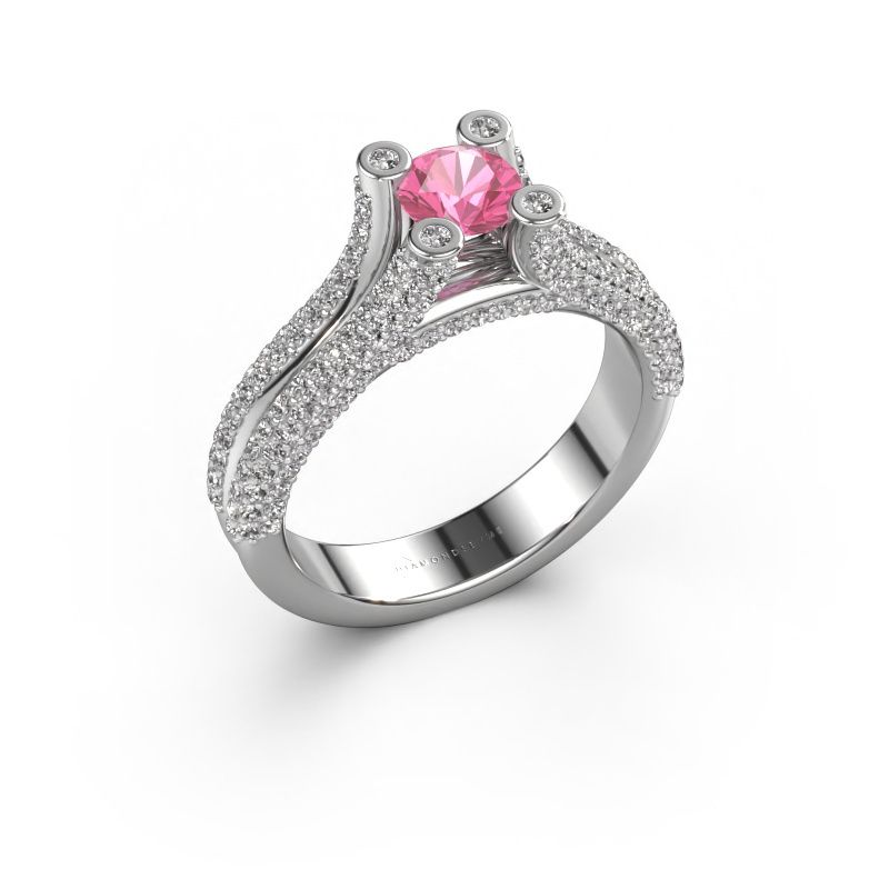 Verlobungsring Stefanie 2 585 Weißgold Pink Saphir 5 mm